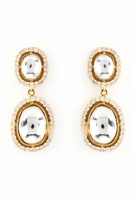 Vivinia By Vidhi Mehra Gold Kundan Polki Dangler Earrings 