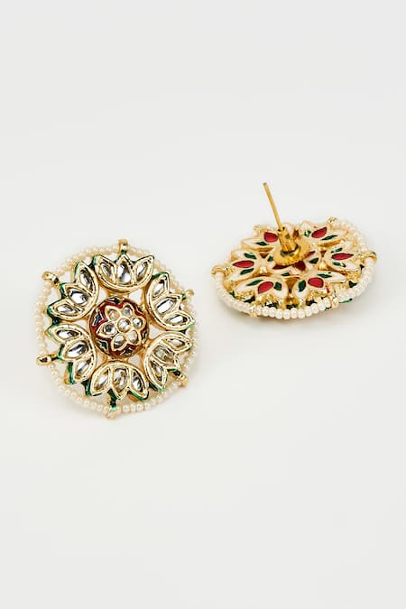 Vivinia By Vidhi Mehra_Gold Plated Polki, Kundan Saadgi Embellished Earrings _Online_at_Aza_Fashions