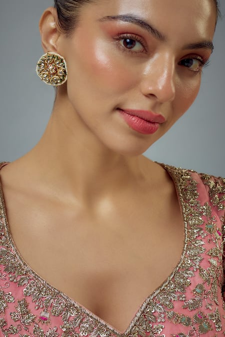 VIVINIA by Vidhi Mehra Saadgi Kundan Polki Embellished Earrings 