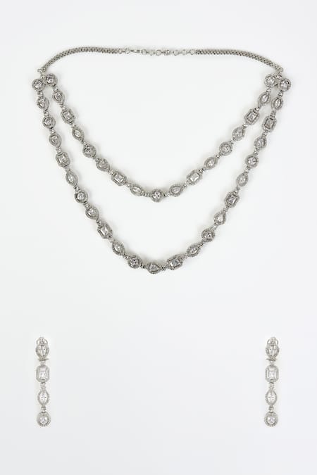 Vivinia By Vidhi Mehra Cubic Zirconia Layered Necklace Set 