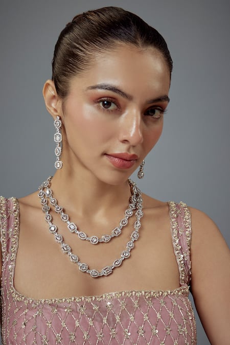 Vivinia By Vidhi Mehra Cubic Zirconia Layered Necklace Set 