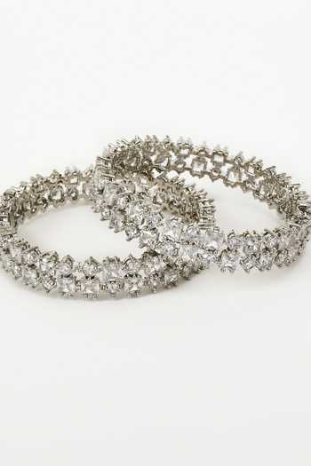 Vivinia By Vidhi Mehra Silver Plated Zari Zircon Encrusted Bangles Set Online at Aza Fashions Vivinia By Vidhi Mehra_Silver Plated Zari Zircon Encrusted Bangles Set _Online_at_Aza_Fashions