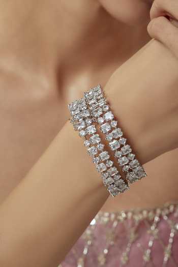 Buy Vivinia By Vidhi Mehra Silver Plated Zari Zircon Encrusted Bangles Set Online at Aza Fashions Buy_Vivinia By Vidhi Mehra_Silver Plated Zari Zircon Encrusted Bangles Set _Online_at_Aza_Fashions