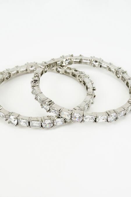 Buy Vivinia By Vidhi Mehra Silver Plated Zircon Zia Embellished Kada Bangle Online at Aza Fashions Buy_Vivinia By Vidhi Mehra_Silver Plated Zircon Zia Embellished Kada Bangle _Online_at_Aza_Fashions