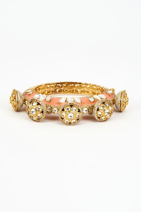 Vivinia By Vidhi Mehra Kundan Gold Plated Floral Kada Bangle 