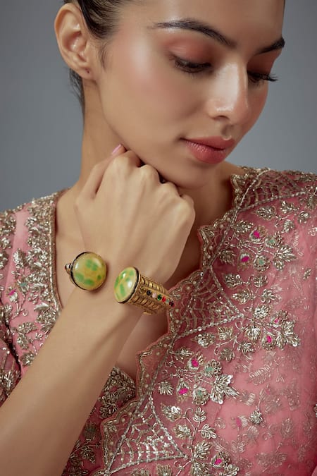 VIVINIA by Vidhi Mehra Florence Enamelled & Stone Detail Kada Bracelet 