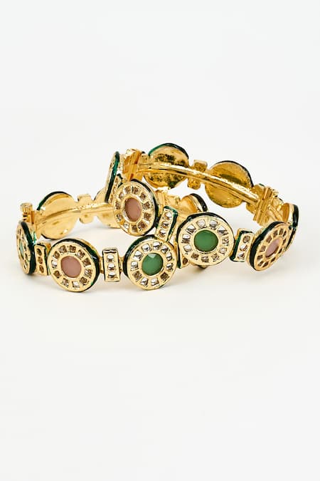 Vivinia By Vidhi Mehra Saadgi Circlet Kundan & Polki Bangles Set Of 2 