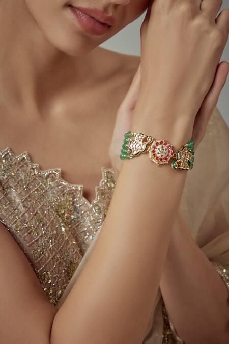 Vivinia By Vidhi Mehra Gold Plated Beads, Crystals Kundan And Designer Bracelet Online at Aza Fashions Vivinia By Vidhi Mehra_Gold Plated Beads, Crystals Kundan And Designer Bracelet _Online_at_Aza_Fashions