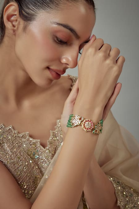 Vivinia By Vidhi Mehra Gold Kundan & Bead Designer Bracelet 