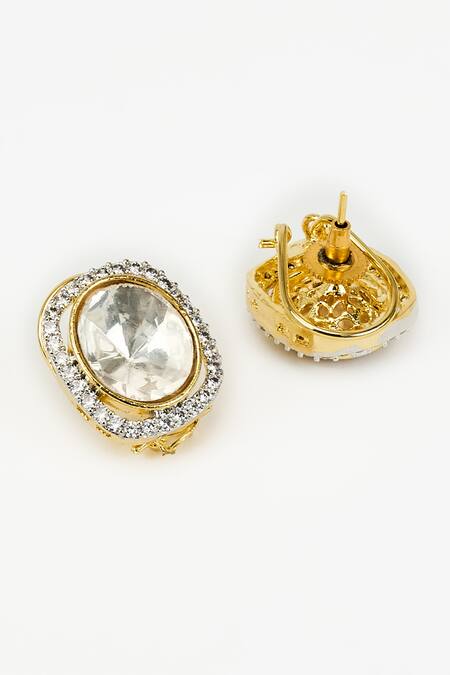 Vivinia By Vidhi Mehra Gold Plated Polki, Kundan Florence Embellished Studs Online at Aza Fashions Vivinia By Vidhi Mehra_Gold Plated Polki, Kundan Florence Embellished Studs _Online_at_Aza_Fashions