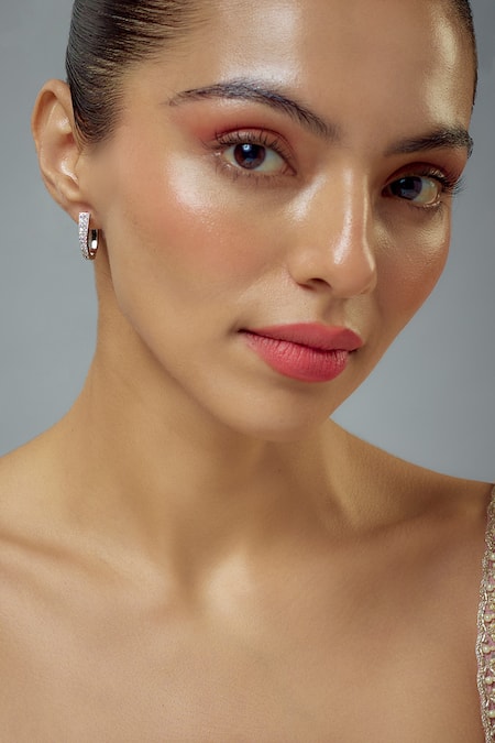 Vivinia By Vidhi Mehra Silver Plated Crystal, Pearl, Cubic Zia Embellished Floral Hoop Jhumkas at Aza Fashions Vivinia By Vidhi Mehra_Silver Plated Crystal, Pearl, Cubic Zia Embellished Floral Hoop Jhumkas _at_Aza_Fashions