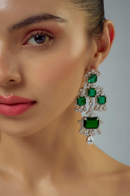 VIVINIA by Vidhi Mehra Cubic Zirconia Vine Earrings 