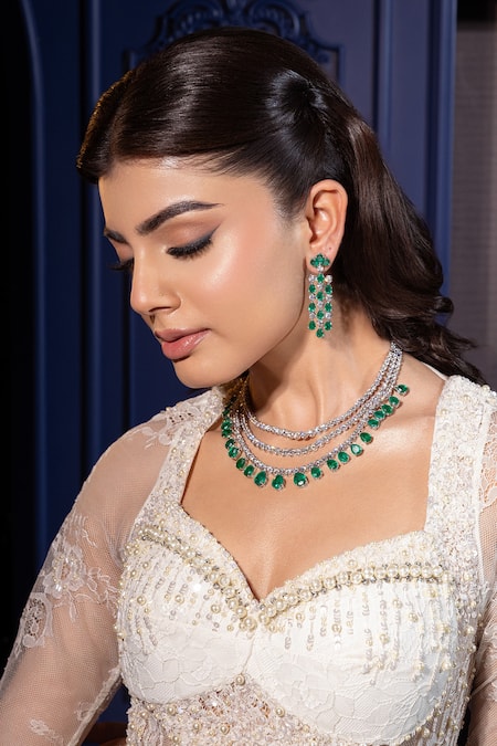 Shourya Gatha_Off White Tulle, Satin, Polyester, Mermaid Lehenga Set With Embroidered Blouse _at_Aza_Fashions