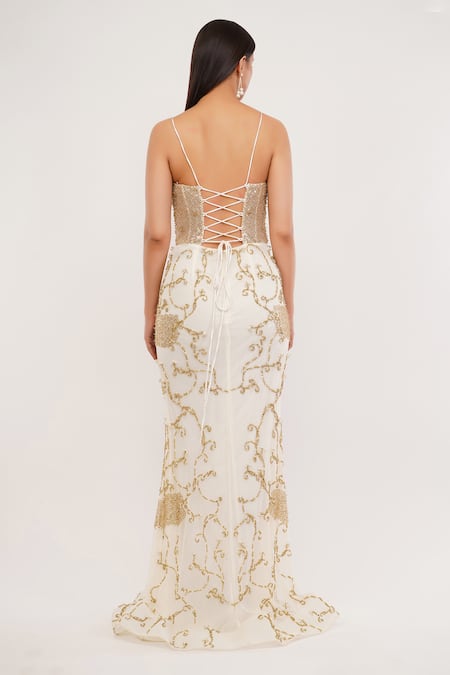 Shourya Gatha Cutdana Hand Embroidered Gown with Dupatta 