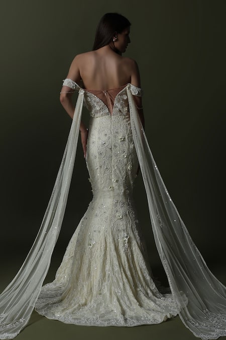 Shourya Gatha Hand Embroidered Off Shoulder Mermaid Gown 