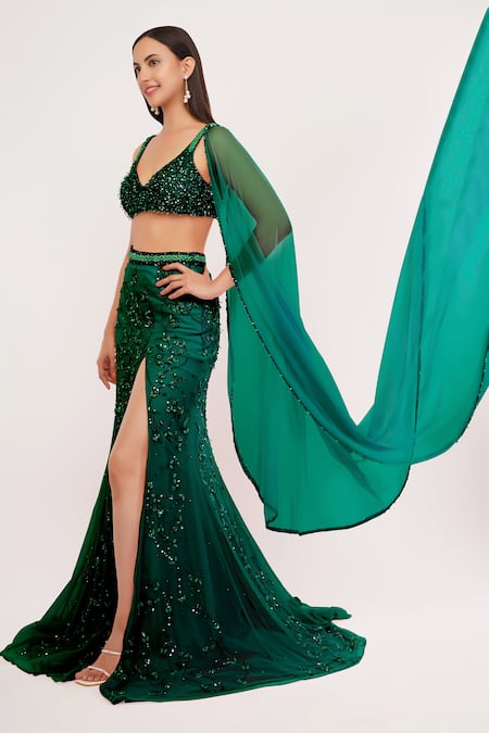 Shourya Gatha Floral Hand Embroidered Lehenga Set 