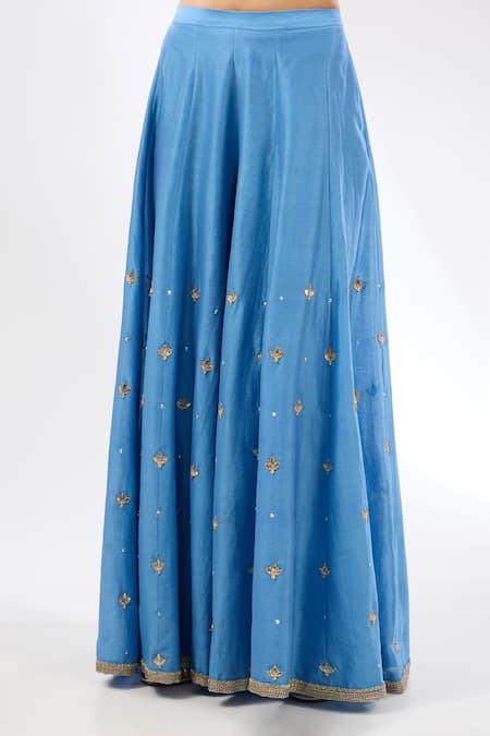 Shop Priyal Prakash Blue Dupatta Silk Organza, And Sharara Chanderi, & Embroidered Set Online at Aza Fashions Shop_Priyal Prakash_Blue Dupatta Silk Organza, And Sharara Chanderi, & Embroidered Set _Online_at_Aza_Fashions