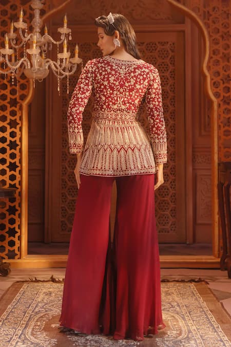 Maisolos Bahara Bloom Embroidered Jacket With Sharara 