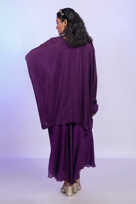 Vishwa By Pinki Sinha Asymmetric Kaftan Top & Draped Pant Set 