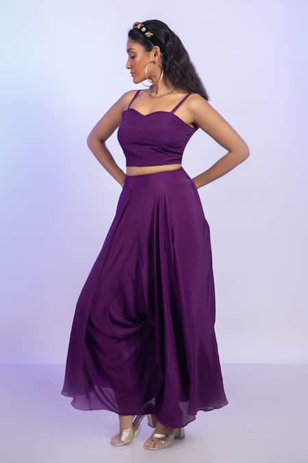 Vishwa By Pinki Sinha Solid Top & Draped Pant Set 