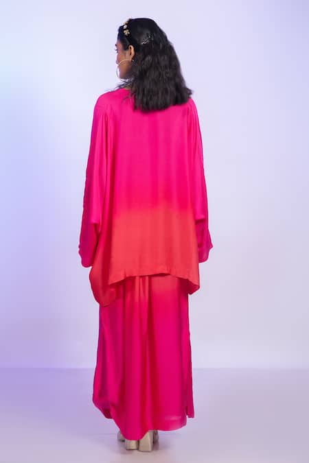 Vishwa By Pinki Sinha Ombre Kaftan Top & Lungi Skirt Set 