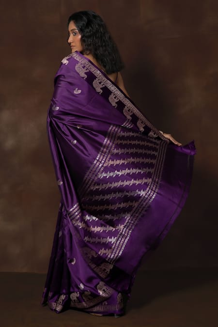 Vishwa By Pinki Sinha Peacock Elephant Woven Saree With Running Blouse 