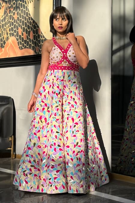 Xoxo Apurva Cascade Drop Pattern Applique Jumpsuit 