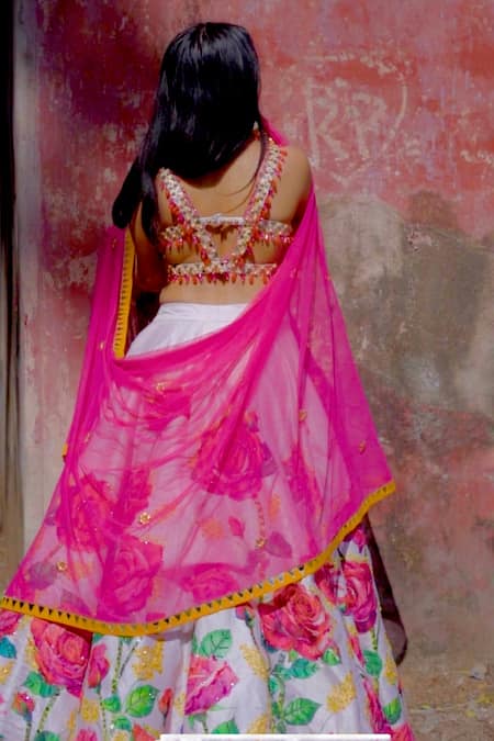 Xoxo Apurva Rose Print Embroidered Lehenga Set 