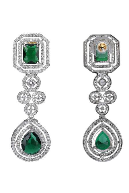 Buy_Auraa Trends_Emerald Green Imitation Diamonds Gemstone Necklace Set 