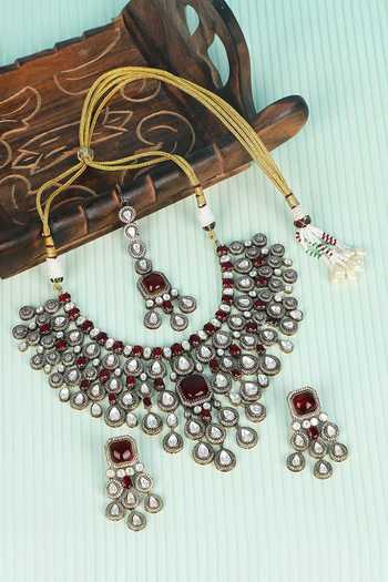Auraa Trends Polki Stone Necklace & Earring Set 