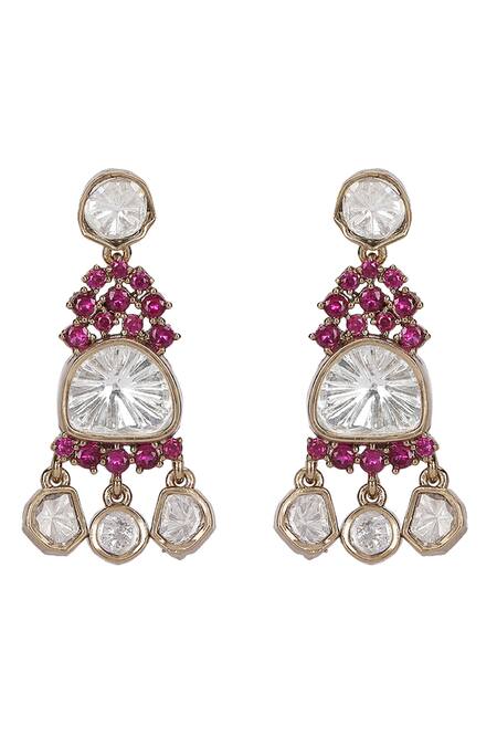 Shop_Auraa Trends_Pink Kundan Ruby Embellished Necklace Set 