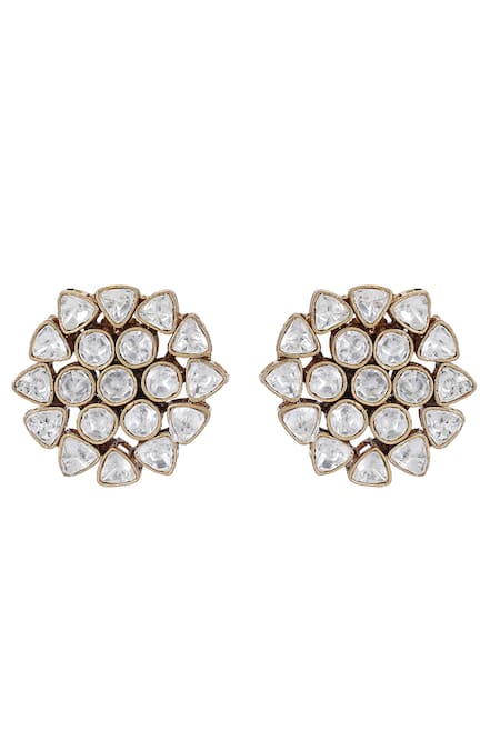 Auraa Trends_Gold Plated Stones Kundan Polki Choker And Earring Set_Online_at_Aza_Fashions