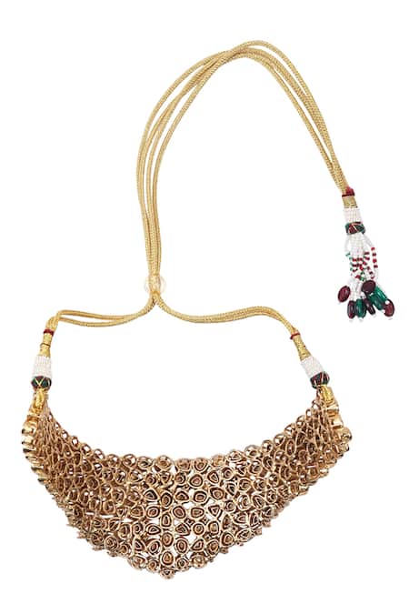 Shop_Auraa Trends_Gold Plated Stones Kundan Polki Choker And Earring Set