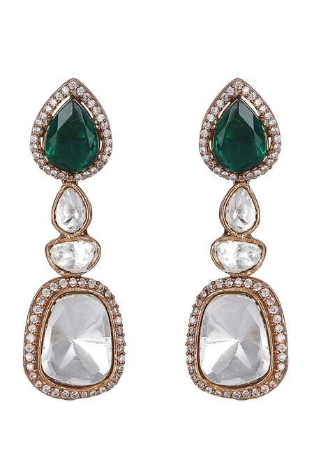 Auraa Trends_White Stones Kundan Embellished Necklace Set _at_Aza_Fashions