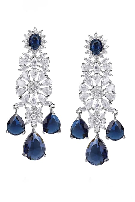 Auraa Trends_Blue Diamonds, Stones Layered Necklace Set With Sapphire _Online_at_Aza_Fashions