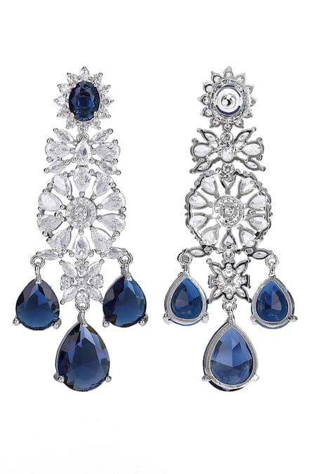 Buy_Auraa Trends_Blue Diamonds, Stones Layered Necklace Set With Sapphire _Online_at_Aza_Fashions