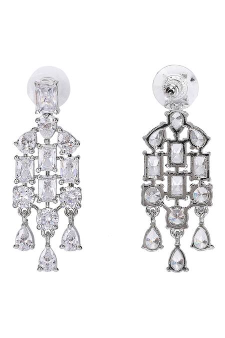 Auraa Trends_White Imitation Diamonds Layered Necklace Set With Stones _at_Aza_Fashions