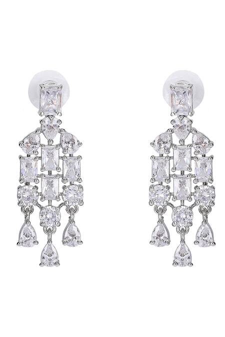 Buy_Auraa Trends_White Imitation Diamonds Layered Necklace Set With Stones 