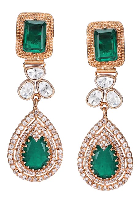 Shop_Auraa Trends_Green Crystals Kundan Necklace Set 