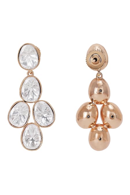 Auraa Trends_White Kundan Embellished Necklace And Earring Set _at_Aza_Fashions