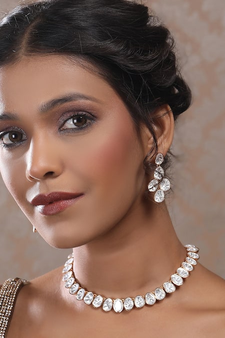 Auraa Trends Kundan Embellished Necklace & Earring Set 