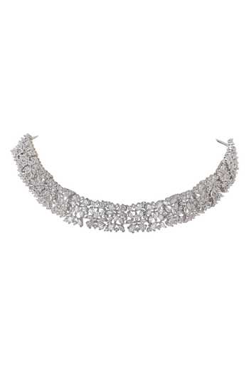 Buy_Auraa Trends_Silver Plated Imitation Diamonds Faux Necklace And Earring Set _Online_at_Aza_Fashions