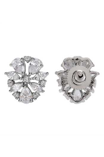 Buy_Auraa Trends_Silver Plated Imitation Diamonds Faux Necklace And Earring Set 