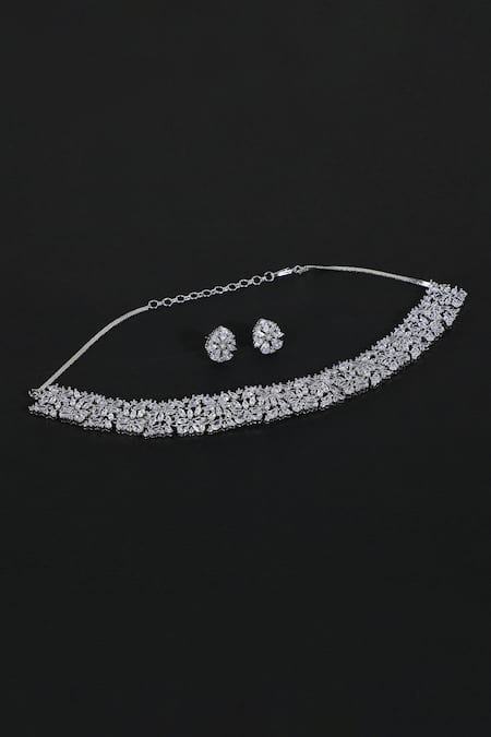 Auraa Trends Faux Diamond Necklace & Earring Set 