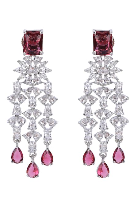 Shop_Auraa Trends_Silver Plated Rhinestones Designer Faux Diamond And Ruby Necklace Set 
