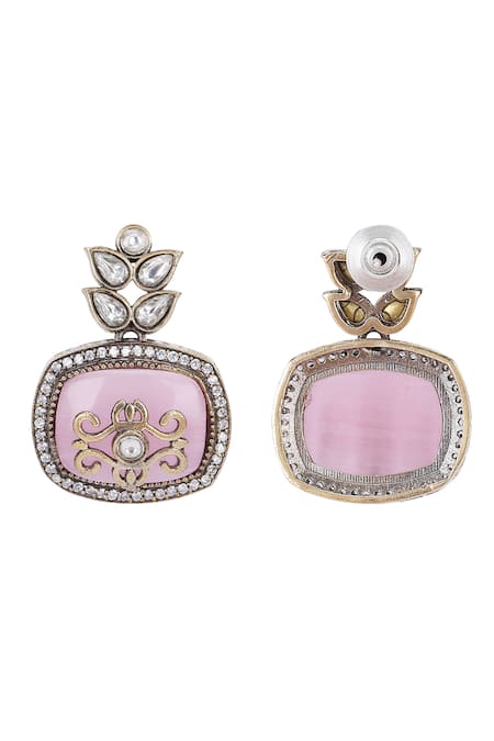 Buy_Auraa Trends_Multi Color Stones, Zari Kundan Embellished Necklace Set 