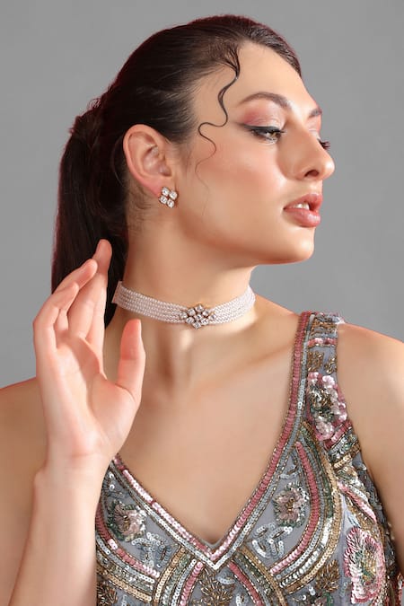 Auraa Trends Kundan Pearl Necklace Set 