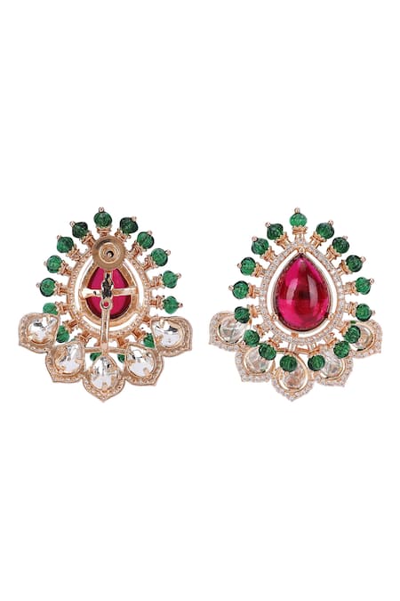 Auraa Trends_Multi Color Stones Kundan Embellished Necklace Set _at_Aza_Fashions