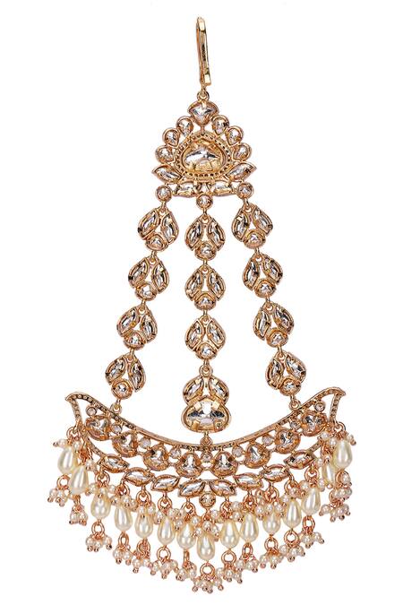 Auraa Trends_Gold Plated Kundan And Bead Passa _at_Aza_Fashions