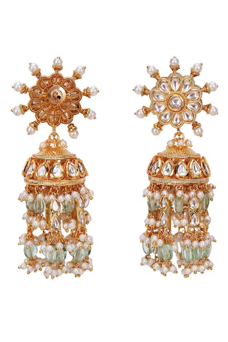 Auraa Trends_White Pearls Kundan And Necklace Set _at_Aza_Fashions